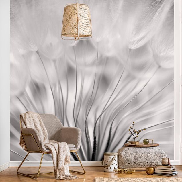 Wanddeko Schlafzimmer Traumhafte Pusteblume Schwarz-Weiß