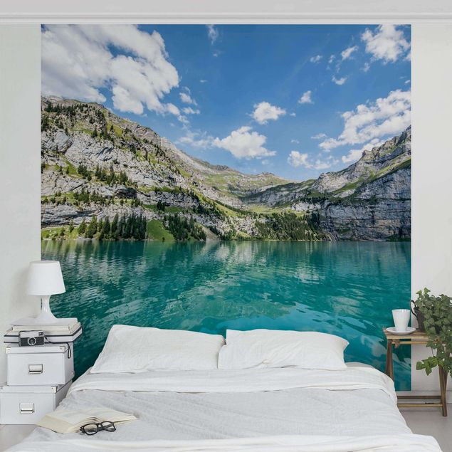 Wanddeko blau Traumhafter Bergsee