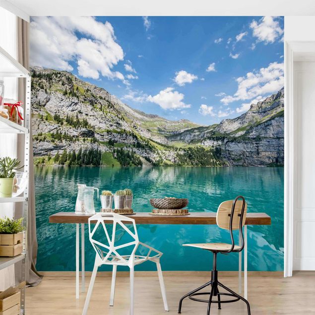 Wanddeko Wohnzimmer Traumhafter Bergsee
