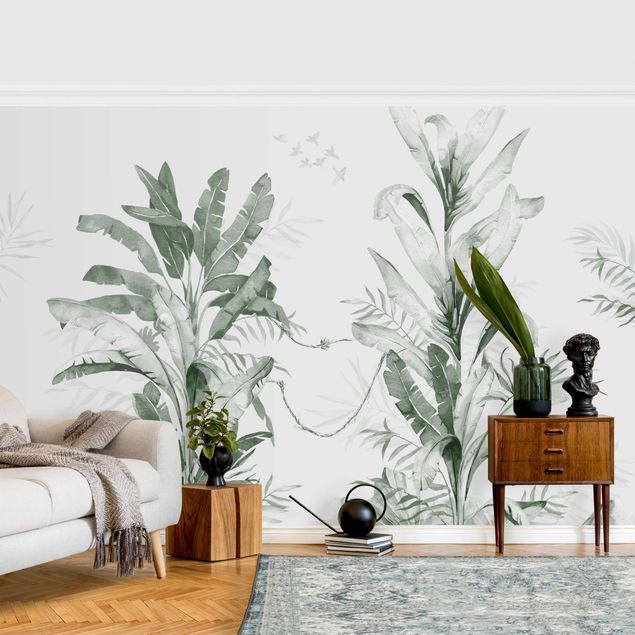 Wanddeko Esszimmer Tropische Palmen und Blätter