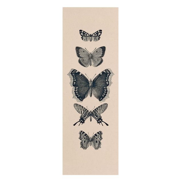 Wanddeko Esszimmer Tusche Schmetterlinge auf Beige