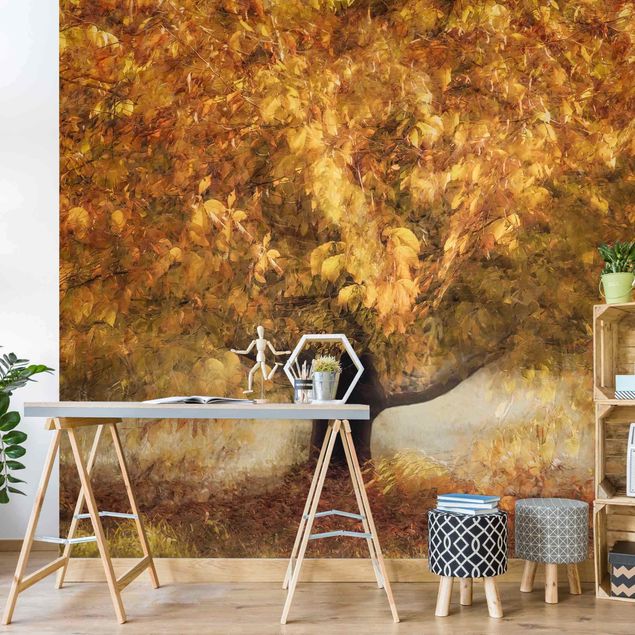 Wanddeko Schlafzimmer Verträumter Baum im Herbst