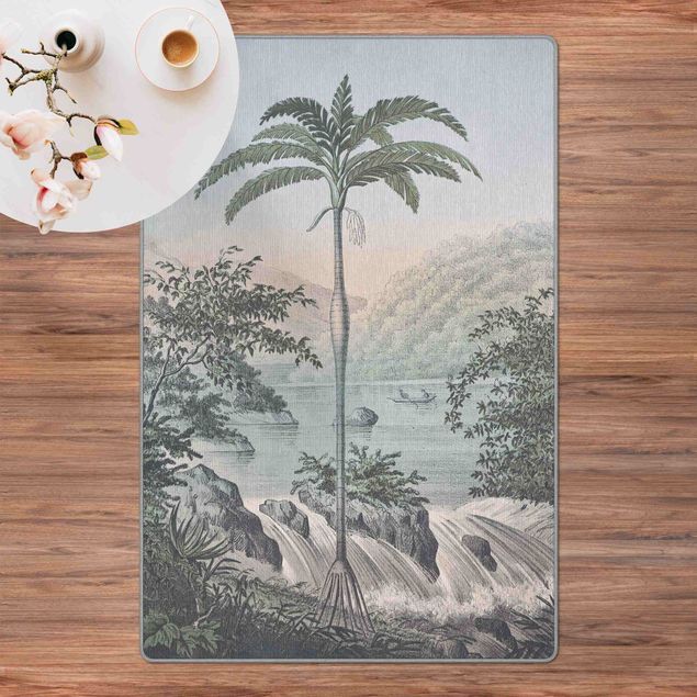 Wanddeko Büro Vintage Illustration - Landschaft mit Palme