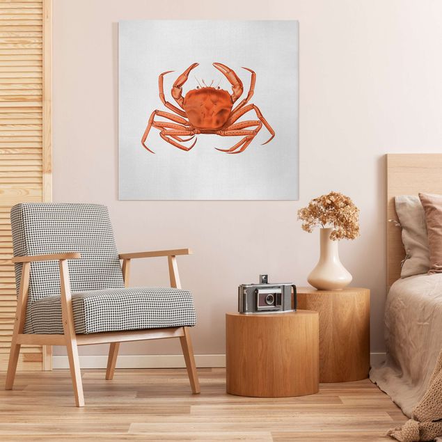 Wanddeko Wohnzimmer Vintage Illustration Rote Krabbe