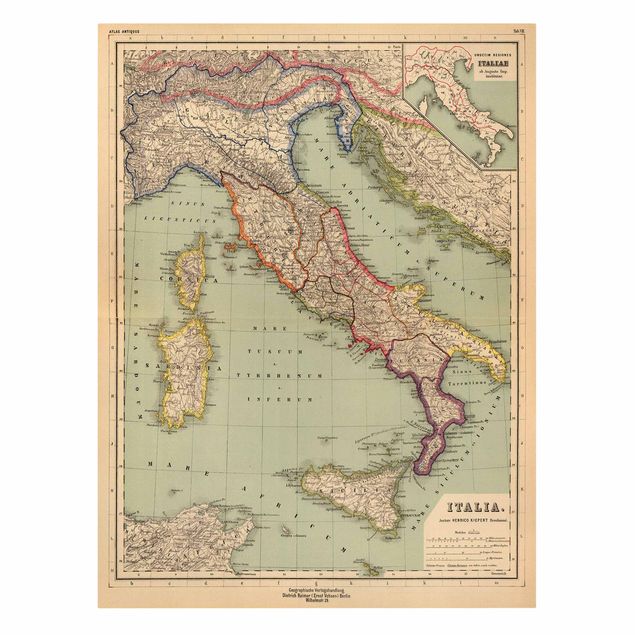 Wanddeko Esszimmer Vintage Landkarte Italien
