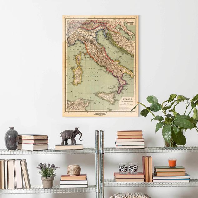 Wanddeko Schlafzimmer Vintage Landkarte Italien