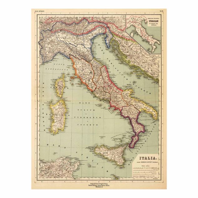 Wanddeko Büro Vintage Landkarte Italien