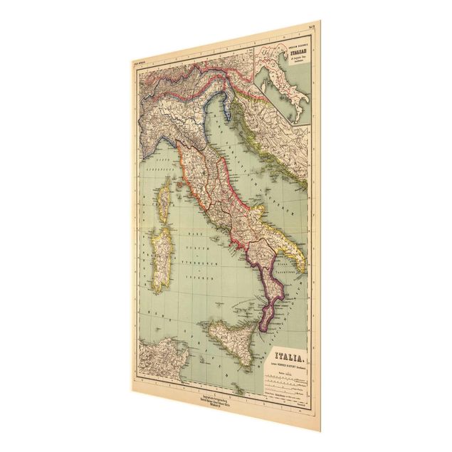 Wanddeko Jugendzimmer Vintage Landkarte Italien