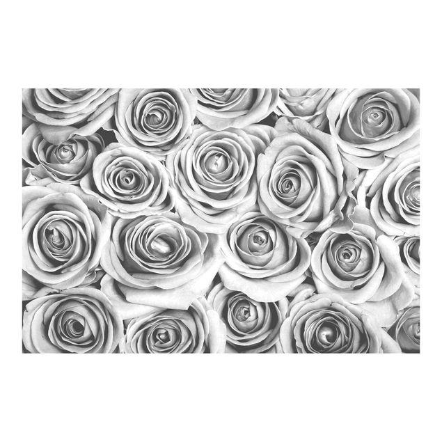 Wanddeko Büro Vintage Rosen Schwarz-Weiß