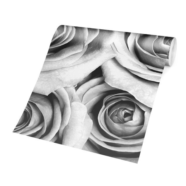 Wanddeko Esszimmer Vintage Rosen Schwarz-Weiß