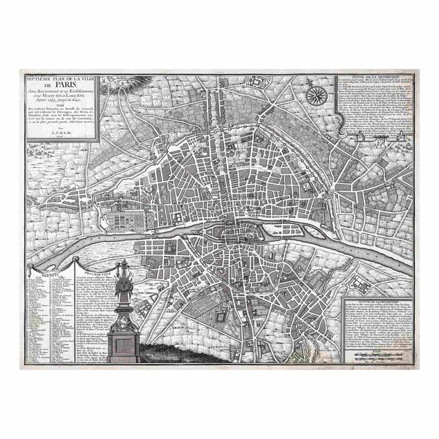 Wanddeko Esszimmer Vintage Stadtplan Paris um 1600