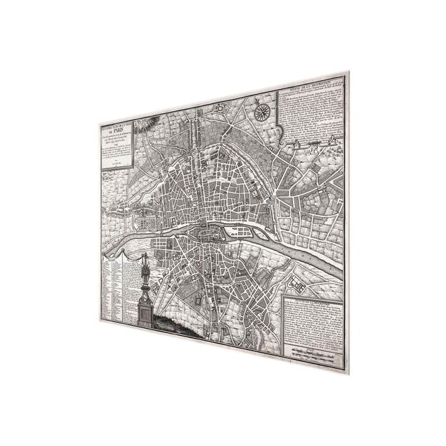 Wanddeko Büro Vintage Stadtplan Paris um 1600