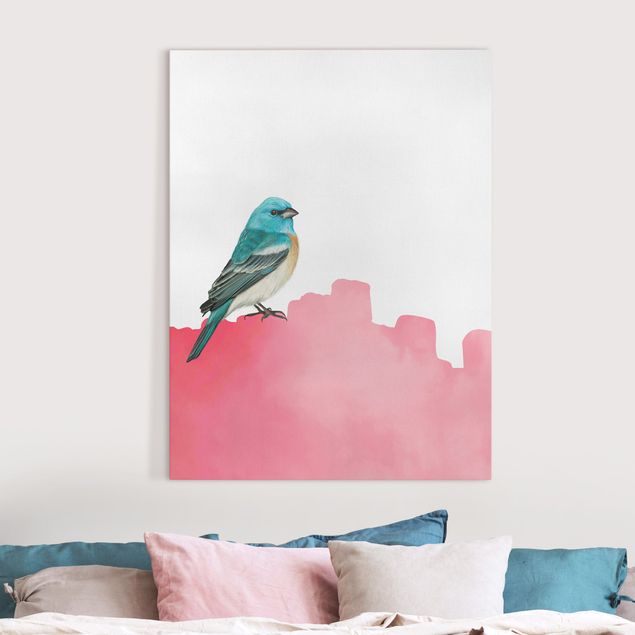 Wanddeko Wohnzimmer Vogel auf Pink