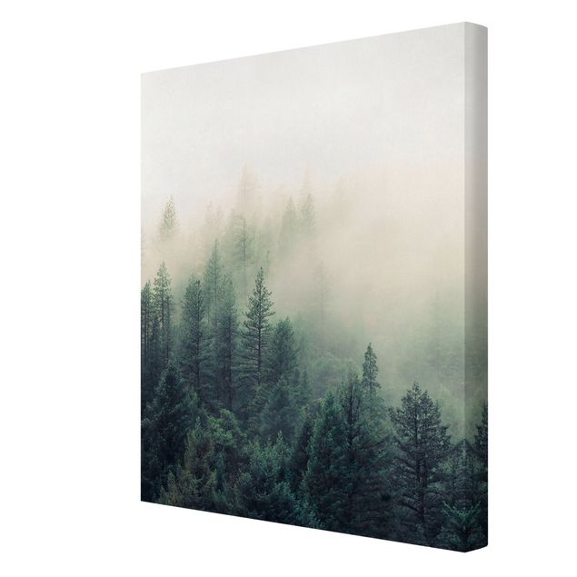 Wanddeko Büro Wald im Nebel Erwachen