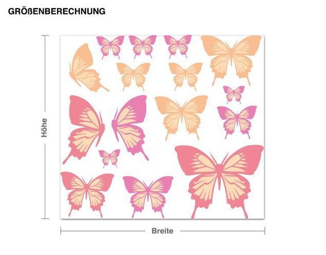 Wanddeko Wohnzimmer Pastellfarbenes Schmetterlings-Set