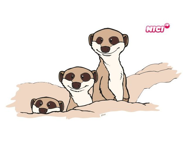 Wanddeko Büro NICI - Meerkat Family