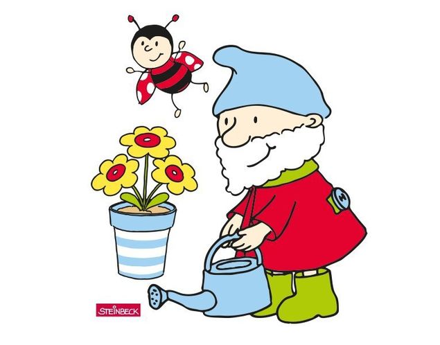 Deko Kinderzimmer Steinbeck - Zwerg gießt Blume