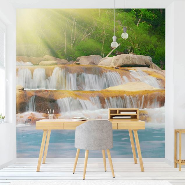 Wanddeko Wohnzimmer Wasserfall Lichtung