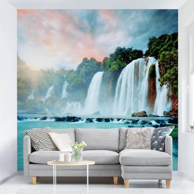Wanddeko Wohnzimmer Wasserfallpanorama