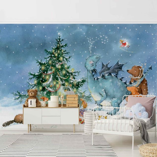 Wanddeko Babyzimmer Wassili Waschbär - Das Weihnachtsfest