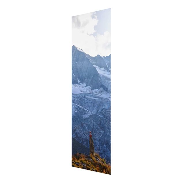 Glasbild Berg Wegmarkierung in den Alpen