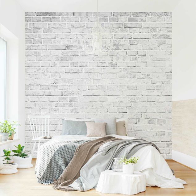 Wanddeko Wohnzimmer Weiße Backstein Mauer