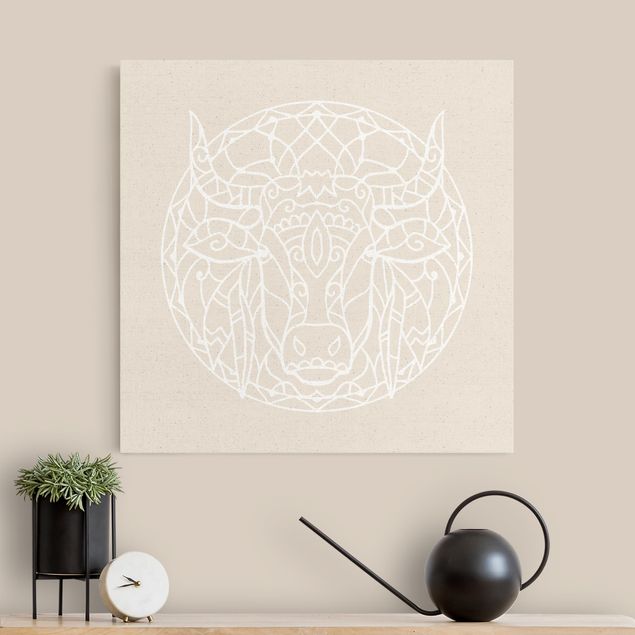 Wanddeko Büro Weiße Linien - Mandala mit Stier
