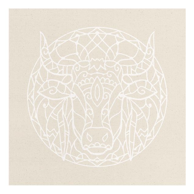 Wanddeko weiß Weiße Linien - Mandala mit Stier