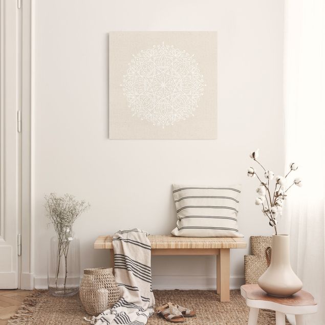 Wanddeko über Sofa Weiße Linien - Mandala