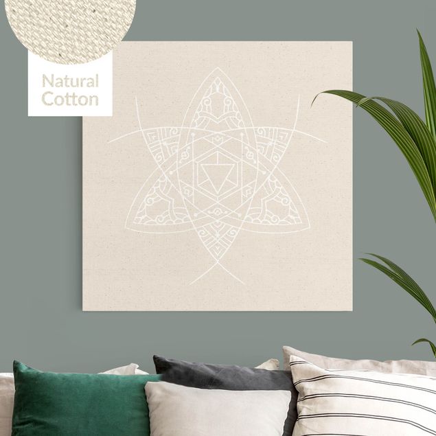 Wanddeko Wohnzimmer Weiße Linien - Mandala Triangel