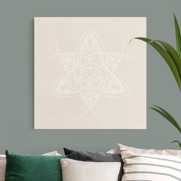 Wanddeko Büro Weiße Linien - Mandala Triangel
