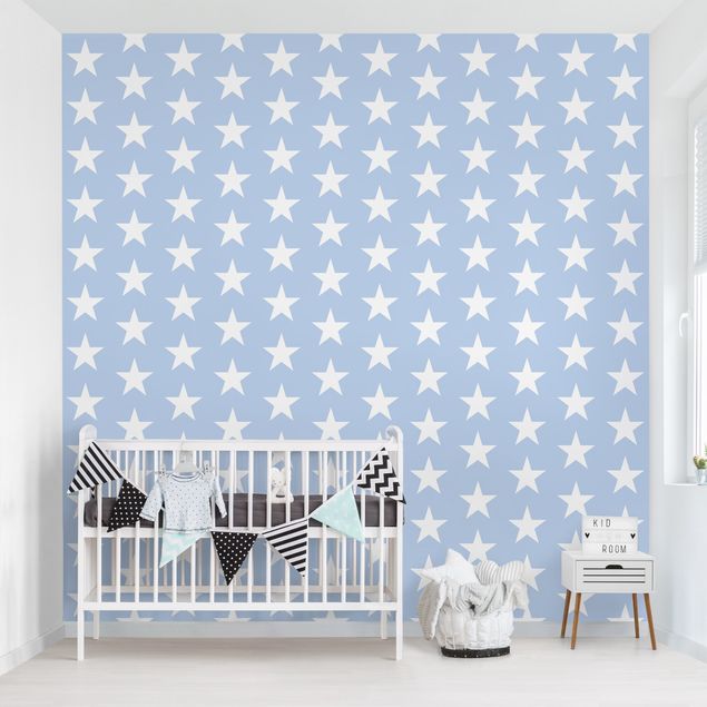 Kinderzimmer Deko Weiße Sterne auf Blau