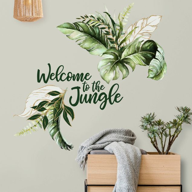 Wanddeko Büro Welcome to the Jungle - Blätter Aquarell