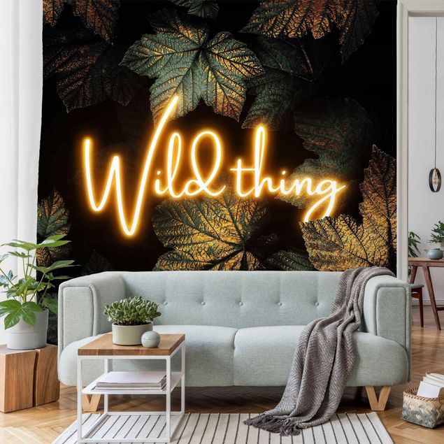 Wanddeko Wohnzimmer Wild Thing goldene Blätter