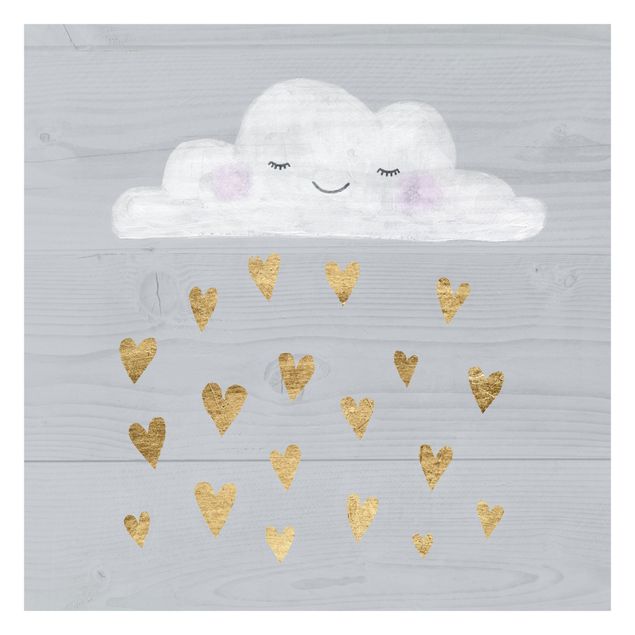 Wanddeko Jungenzimmer Wolke mit goldenen Herzen