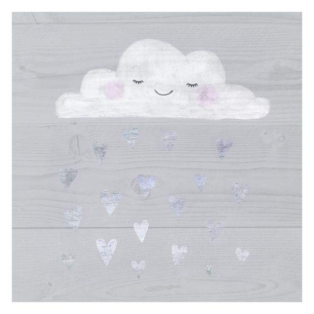 Wanddeko Jungenzimmer Wolke mit silbernen Herzen
