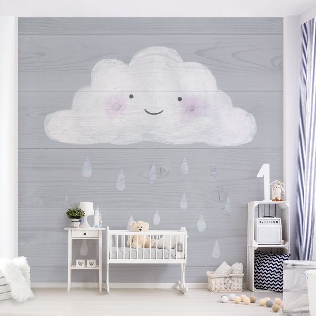 Kinderzimmer Deko Wolke mit silbernen Regentropfen