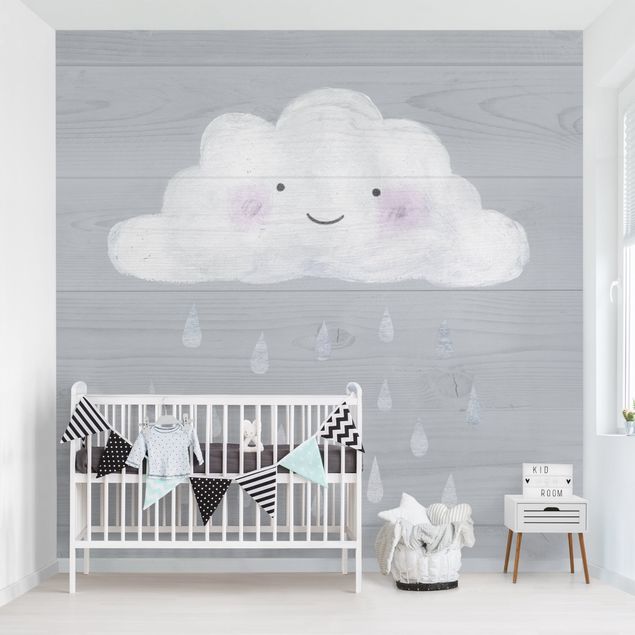 Wanddeko Büro Wolke mit silbernen Regentropfen