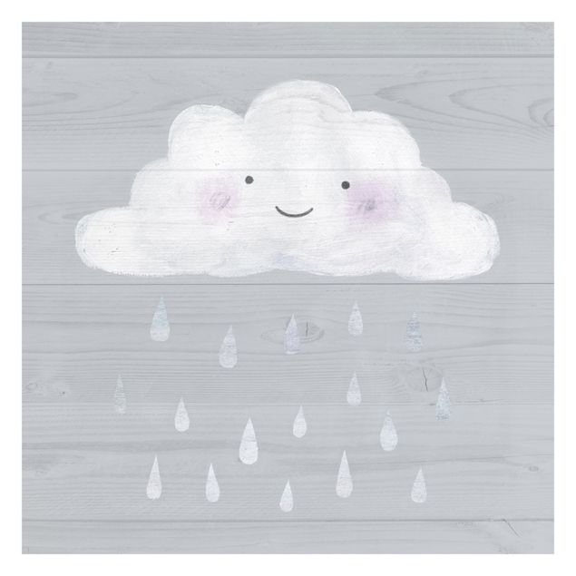 Wanddeko Jungenzimmer Wolke mit silbernen Regentropfen