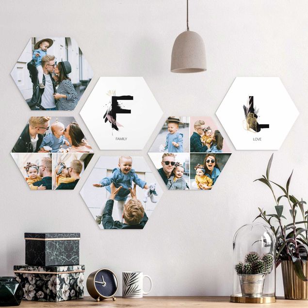 Babyzimmer Deko 6-teiliges Hexagon Bild Alu-Dibond seidenmatt selbst gestalten