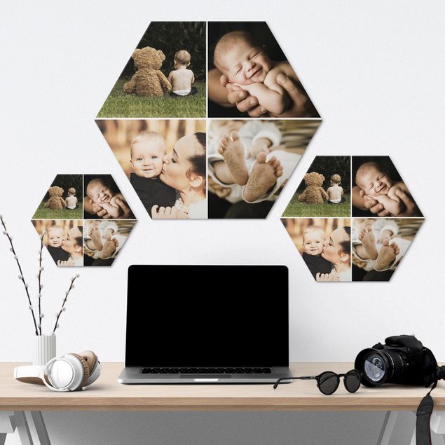 Wanddeko Jugendzimmer Hexagon Bild Alu-Dibond seidenmatt selbst gestalten