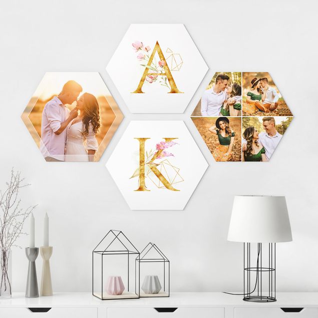 Kinderzimmer Deko 4-teiliges Hexagon Bild Alu-Dibond seidenmatt selbst gestalten