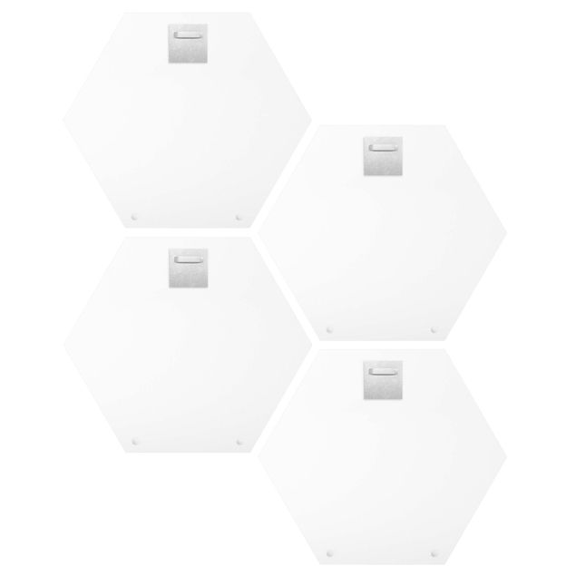 Wanddeko Büro 4-teiliges Hexagon Bild Alu-Dibond seidenmatt selbst gestalten