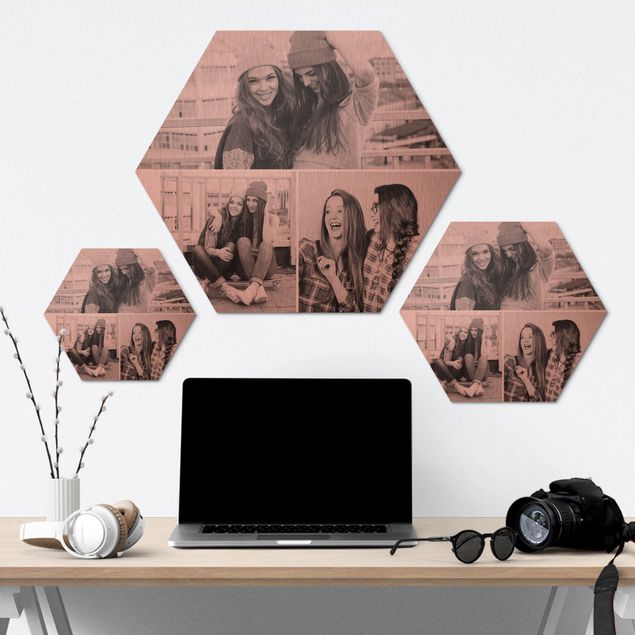 Wanddeko Mädchenzimmer Hexagon Bild Alu-Dibond gebürstet Kupfer selbst gestalten