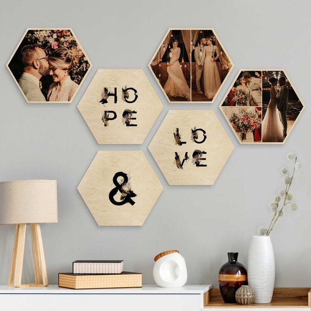 Babyzimmer Deko Mehrteiliges Hexagon Bild Holz selbst gestalten