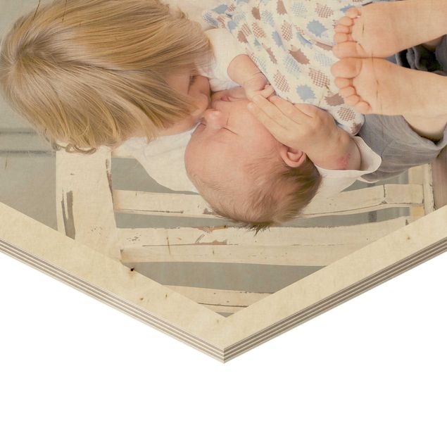 Wanddeko Babyzimmer Mehrteiliges Hexagon Bild Holz selbst gestalten