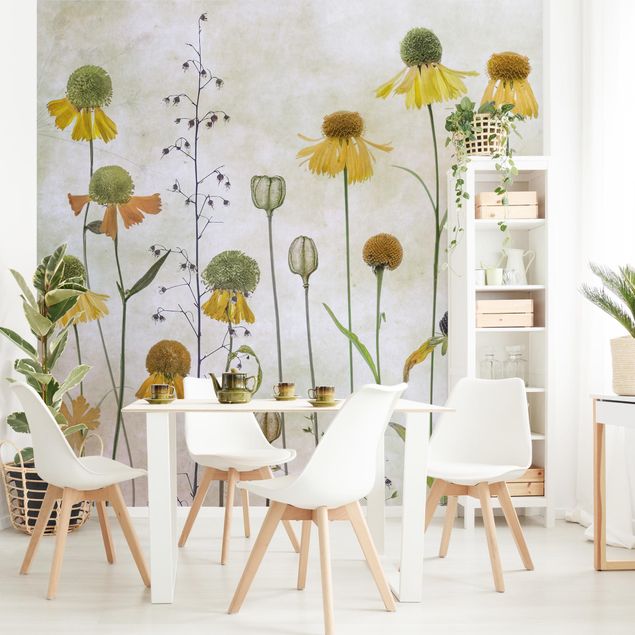 Wanddeko Wohnzimmer Zarte Helenium Blüten
