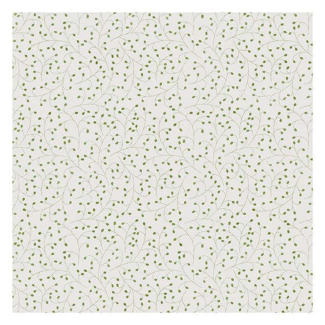 Wanddeko grün Zarte Zweige Muster mit Punkten in Grün II