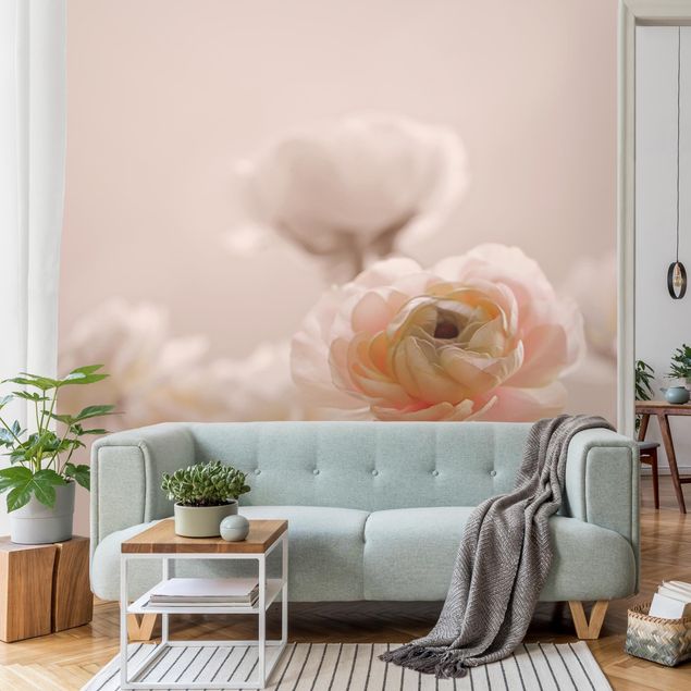 Wanddeko Schlafzimmer Zarter Strauch an Rosa Blüten
