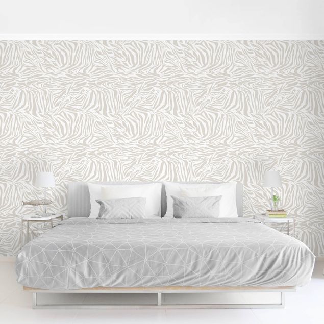 Wanddeko Schlafzimmer Zebra Design hellgrau Streifenmuster